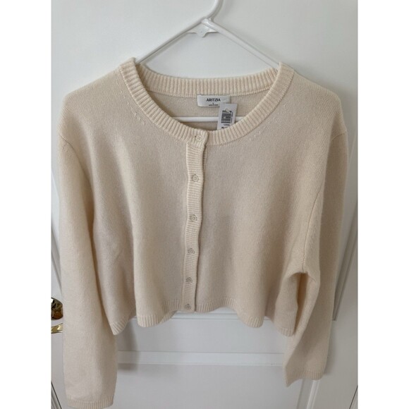 Aritzia Relaxed Crew Cashmere Cardigan Winter White Large - Picture 4 of 9